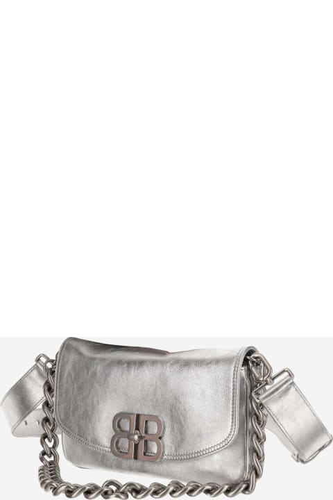 Balenciaga Women Balenciaga Flap Bag Bb Soft Small Metallic Silver