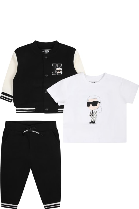 Bottoms for Baby Boys Karl Lagerfeld Kids Multicolor Set For Baby Boy With Logo