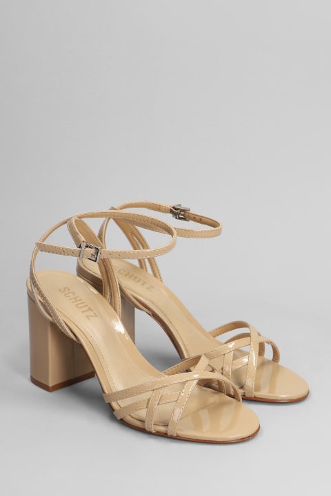 Schutz Sandals for Women Schutz Sandals In Beige Patent Leather
