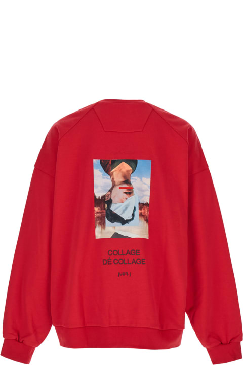 Juun.J Clothing for Men Juun.J Red Oversized Sweatshirt With Graphic Print In Cotton Man