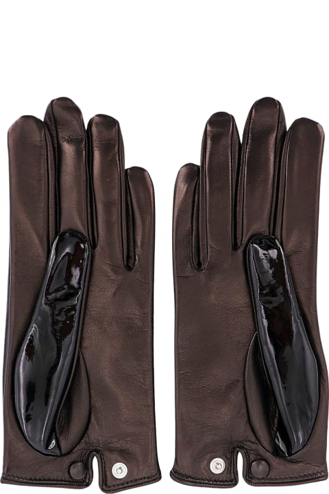 Durazzi Milano Gloves for Women Durazzi Milano Patent And Calfskin Leather Gloves. Silk Lining
