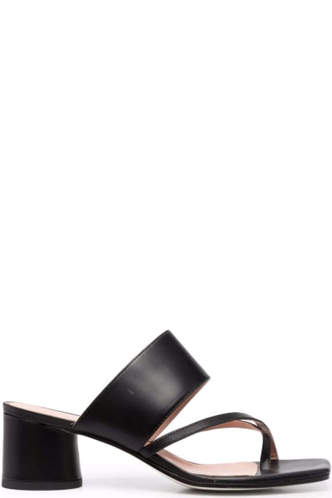 Pollini Woman's  Black Leather Thong Mules