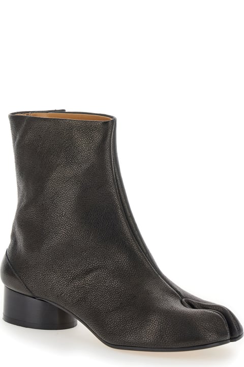 Boots for Women Maison Margiela 'tabi' Black Ankle Boots In Leather Woman