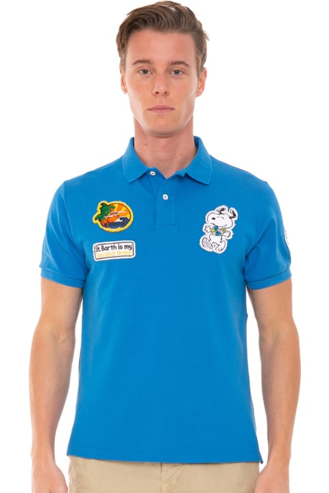 MC2 Saint Barth for Men MC2 Saint Barth Man Stretch Piquet Polo With Snoopy Patch | Snoopy - Peanuts Special Edition