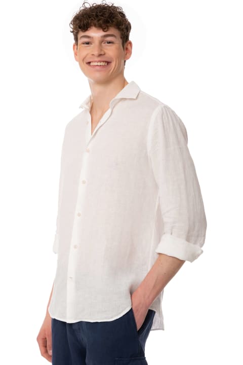 MC2 Saint Barth for Men MC2 Saint Barth Man White Linen Pamplona Shirt