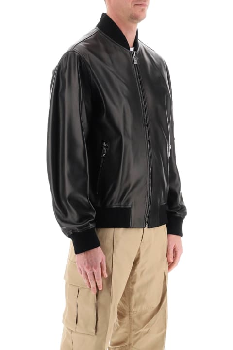 Versace for Men Versace Black Leather Bomber Jacket
