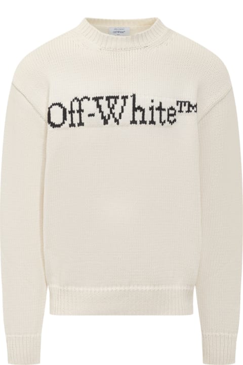 Sweaters for Men Off-White Ivory Cotton Blend Sweater