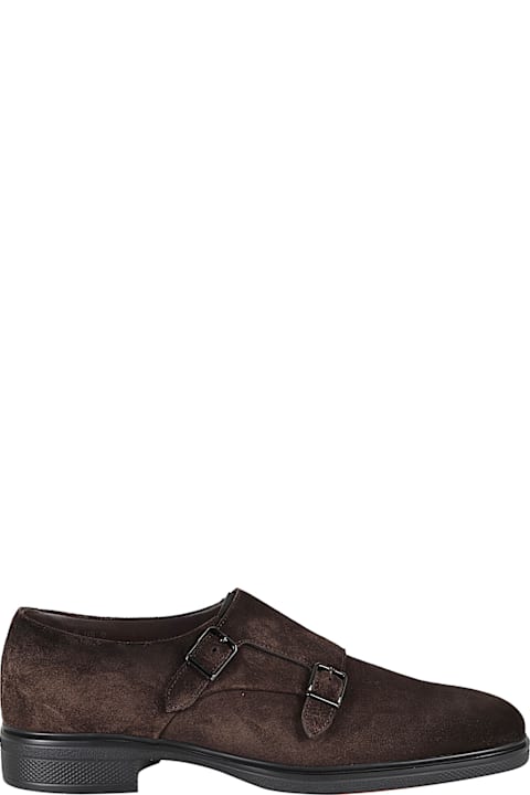 Santoni Loafers & Boat Shoes for Men Santoni Brown Calf Suede Monk Shoes