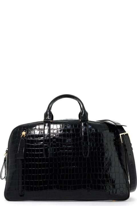 Tom Ford Luggage for Men Tom Ford Black Croco Bowling Bag