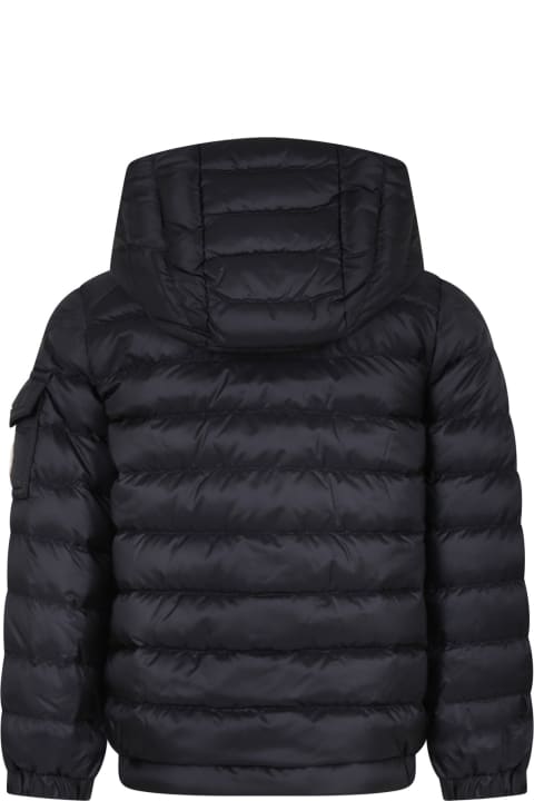 Monclerのボーイズ Moncler Lauros Black Down Jacket With Black Hood For Boy