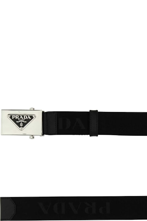 Belts for Men Prada Black Fabric Belt