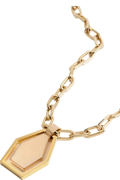 La DoubleJ حُلي لـ السيدات La DoubleJ 'portal' Metallic Necklace With Chain-link Design Abd Charm In Brass And Amethyst Woman