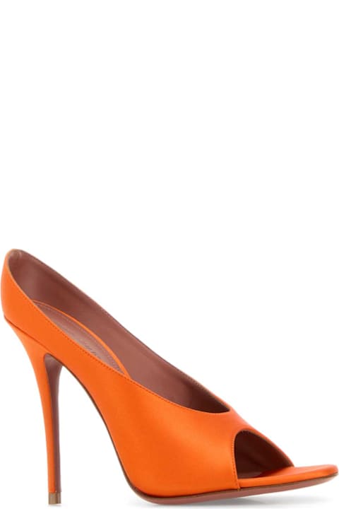 Amina Muaddi for Women Amina Muaddi Orange Satin Anok 105 Mules