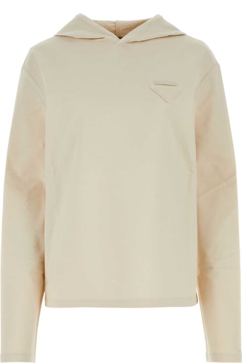 Fleeces & Tracksuits for Women Prada Sand Stretch Cotton Oversize Sweatshirt