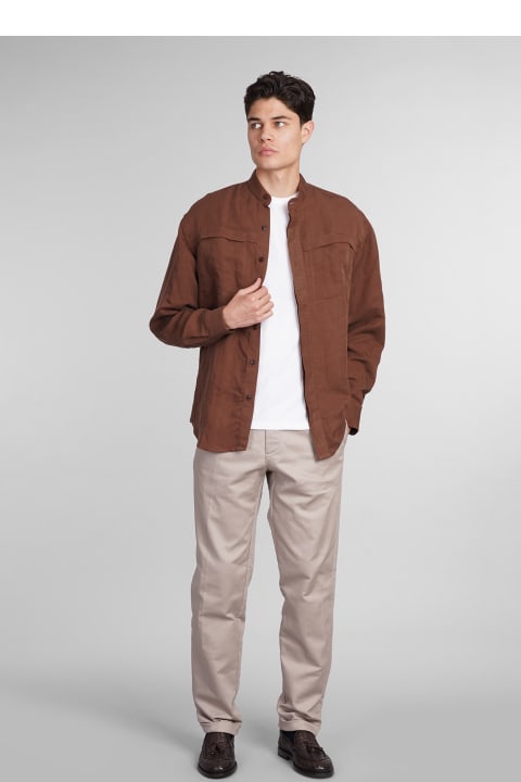 costumein Shirts for Men costumein Mattia Shirt In Brown Wool And Polyester