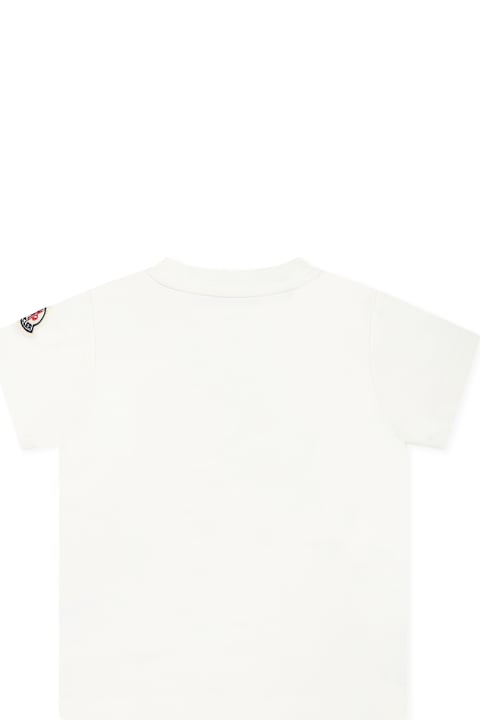 أدوات منزلية Moncler White T-shirt For Baby Boy With Logo