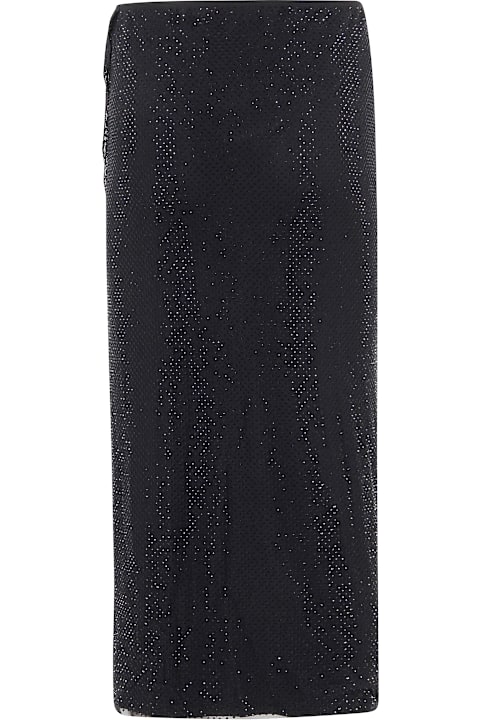 Homeware self-portrait Black Rhinestone Midi Skirt
