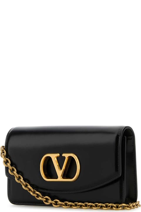 Valentino Garavani for Women Valentino Garavani Black Leather Vlogo Signature Shoulder Bag