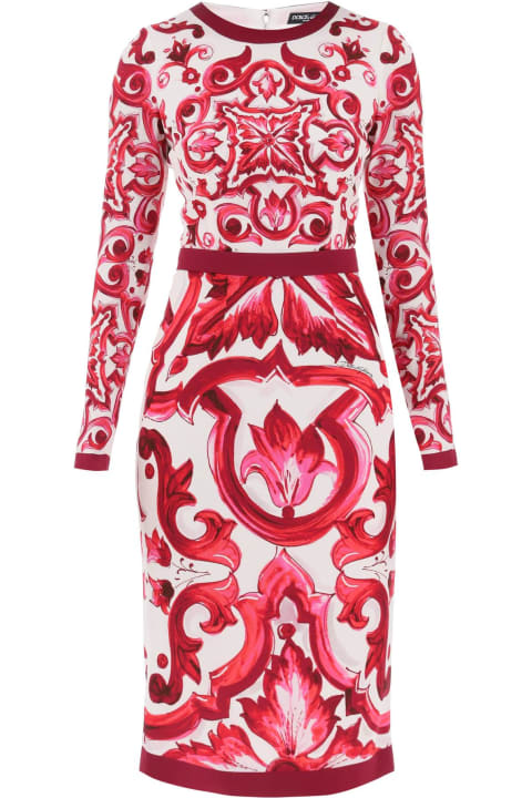 ウィメンズ新着アイテム Dolce & Gabbana Midi Silk Dress With Maiolica Motif