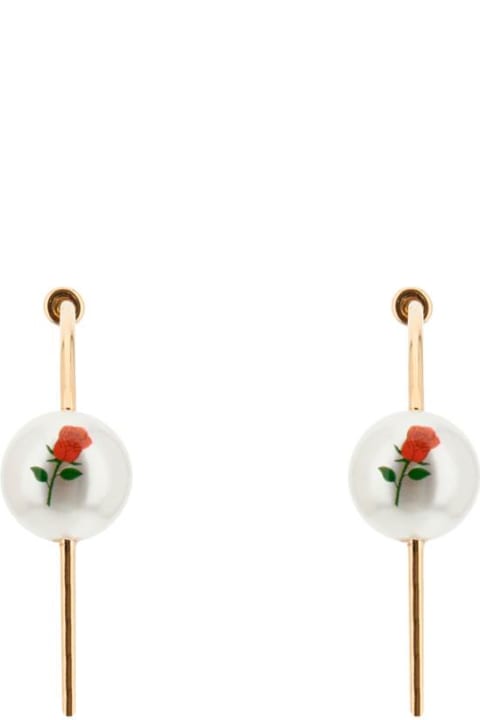 'pearl & Roses' Hoop Earrings