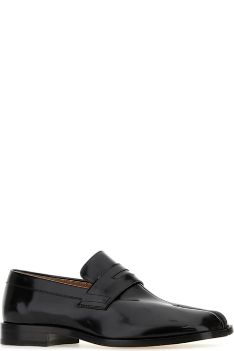 أحذية لـ القسم الرجالي Maison Margiela Black Leather Tabi Loafers