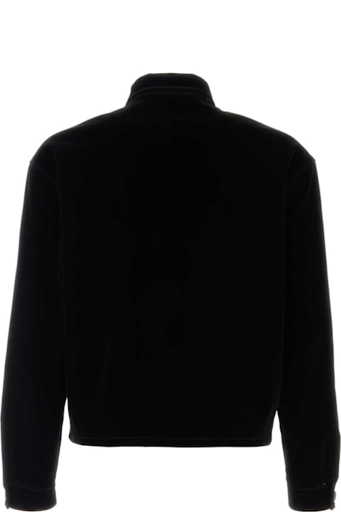 آخر صيحات الموضة من القسم الرجالي Prada Black Stretch Velvet Jacket