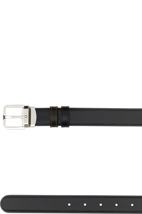 Belts for Men Montblanc Black Leather Reversible Belt