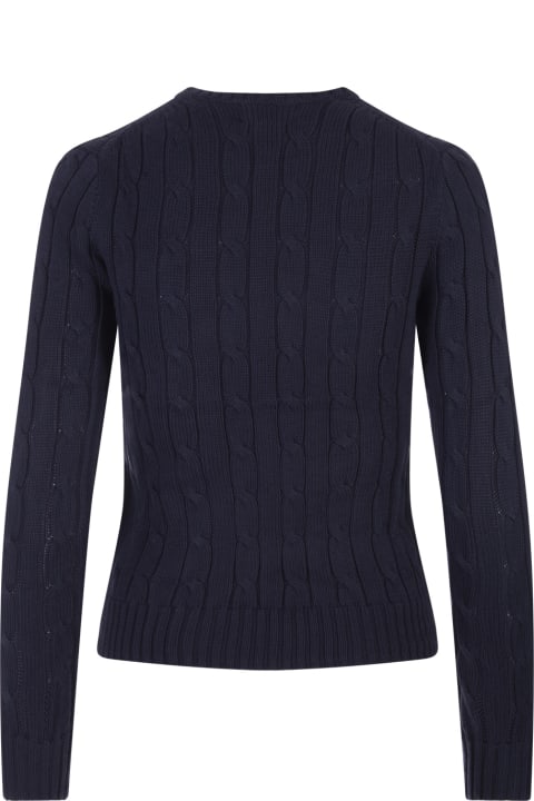 Ralph Lauren Sweaters for Women Ralph Lauren Crew Neck Sweater In Navy Blue Braided Knit