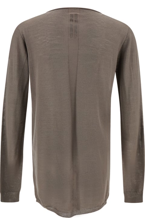 Sweaters for Men Rick Owens Beige Long-sleeve Top With Boat Neckline In Wool Man