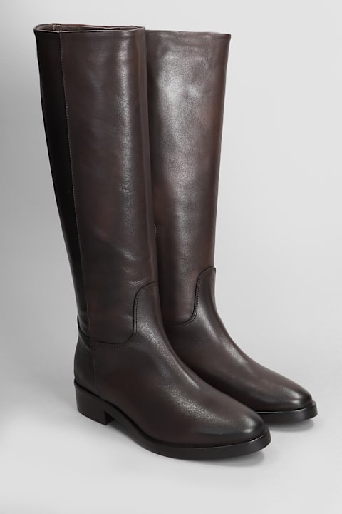 Julie Dee Shoes for Women Julie Dee Low Heels Boots In Dark Brown Leather