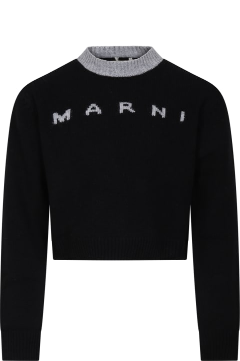 Marni Topwear for Girls Marni Black Sweater For Girl With Logo