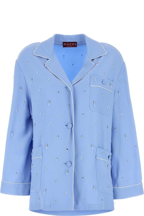 Gucci Topwear for Women Gucci Powder Blue Crepe Shirt