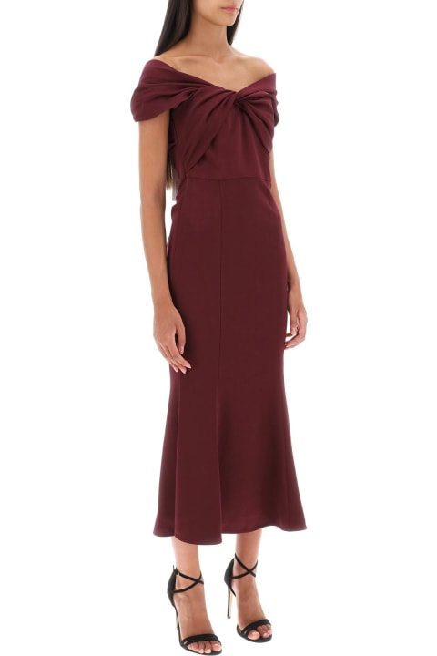 Fashion for Women Roland Mouret Stretch Cady Midi Dress With Twisted Detail