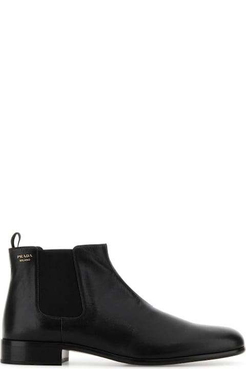 Homeware Prada Black Leather Ankle Boots