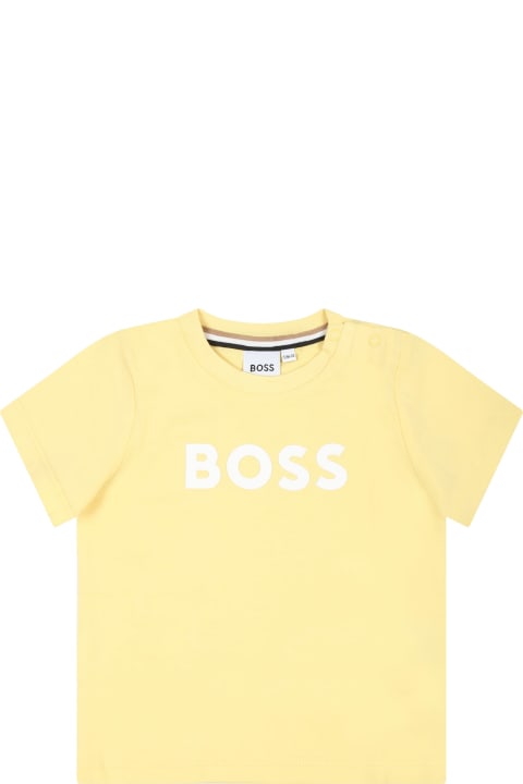 Hugo Boss for Kids Hugo Boss Yellow T-shirt For Baby Boy With Logo