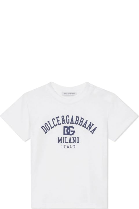 Dolce & Gabbana Topwear for Baby Boys Dolce & Gabbana White Jersey T-shirt With Logo Print
