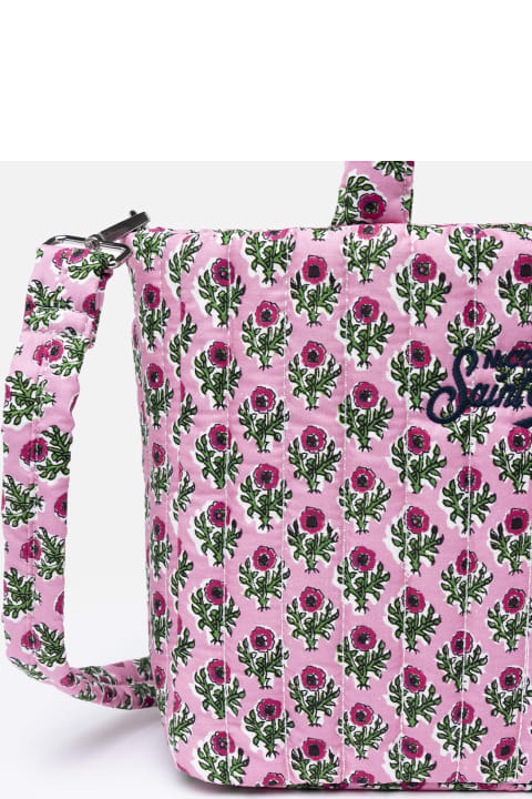 Homeware MC2 Saint Barth Pink Flower Quilted Soft Tote Mid Bag