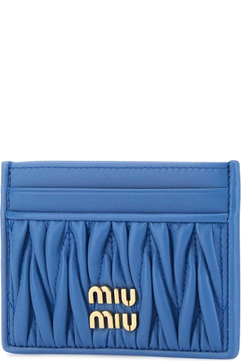 Miu Miu Wallets for Women Miu Miu Cerulean Nappa Leather Card Holder