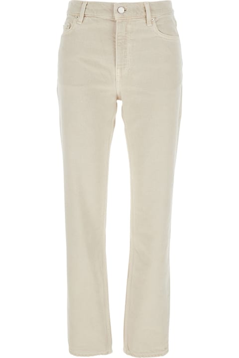 Homeware Totême White Jeans With Belt Loops And Logo Patch On The Rear In Denim Woman