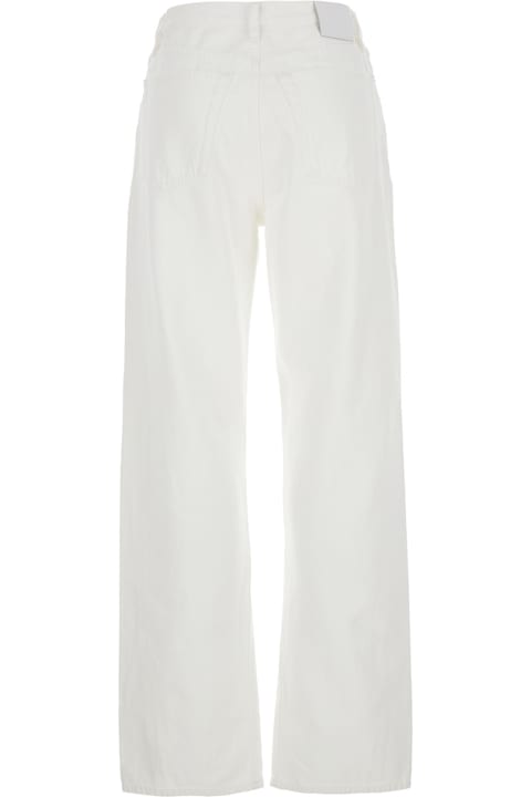 Homeware Totême White High Waisted Jeans With Twisted Seam And Logo Patch On The Rear In Denim Woman