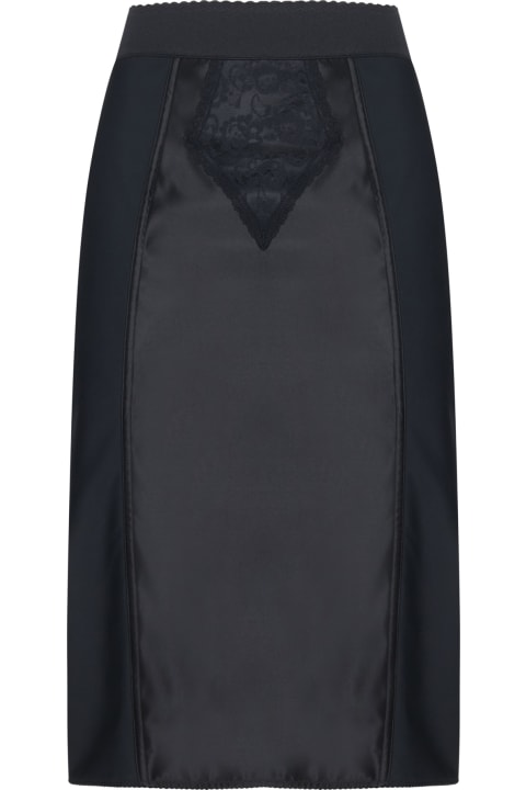 Dolce & Gabbana for Women Dolce & Gabbana Powernet And Satin Midi Skirt