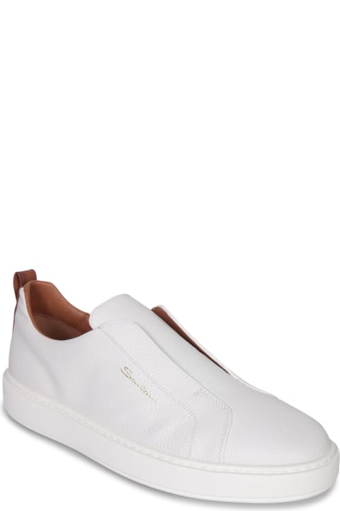 Fashion for Men Santoni Victory Grain White Sneakers