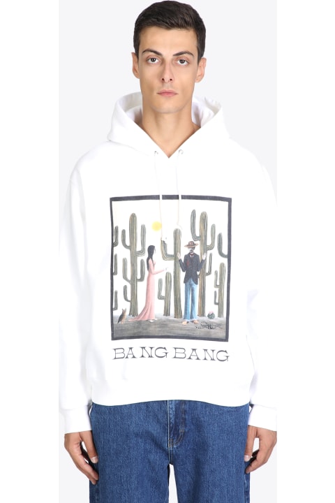 Heavyweight Cotton Hoodie With Front Print White cotton hoodie with frontgraphic print and text - Bang Bang hoodie