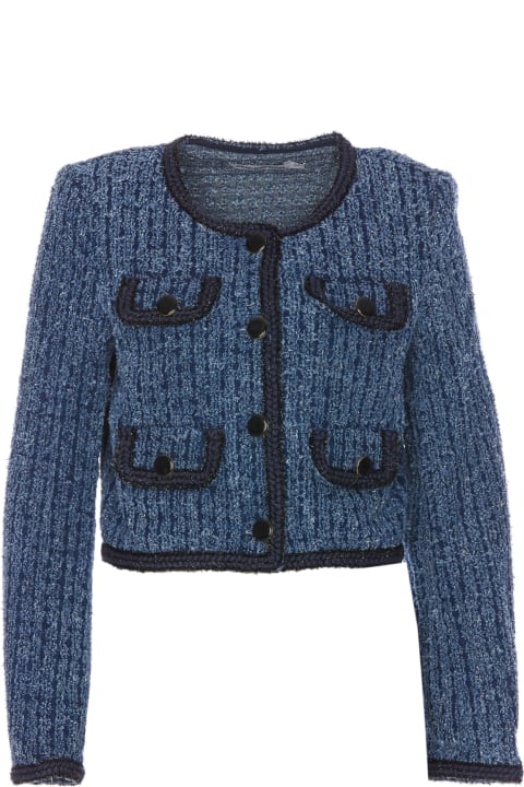 Sweaters for Women self-portrait Textured Denim Jacket