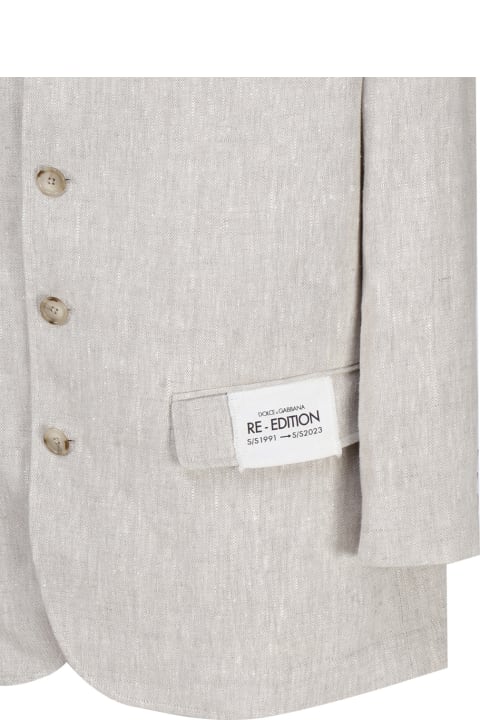 Coats & Jackets for Men Dolce & Gabbana Single-breasted Jacket In Linen And Viscose