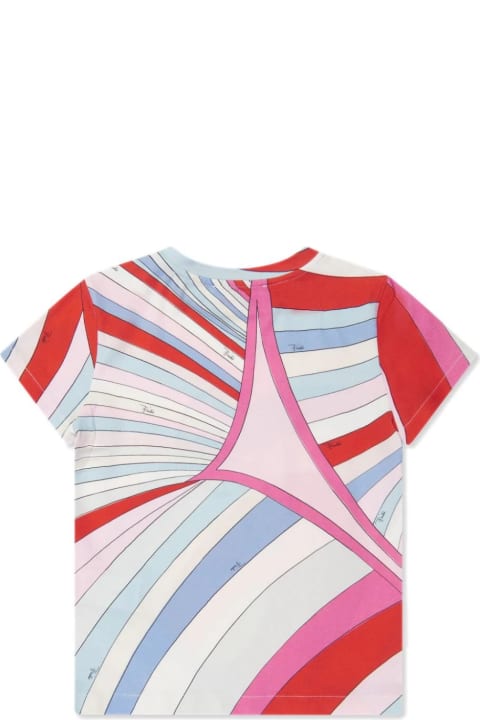 Pucci for Kids Pucci T-shirt With Fish Motif And Iris Print In Light Blue/multicolour