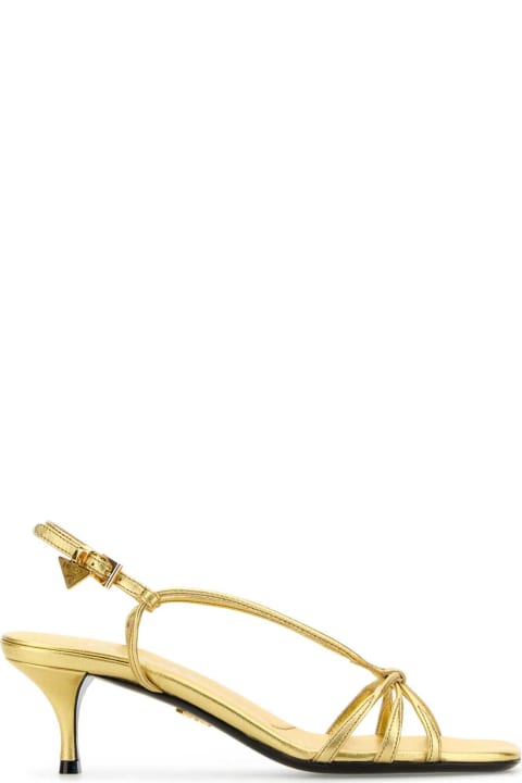 The Shoe Club for Women Prada Gold Leather Sandals