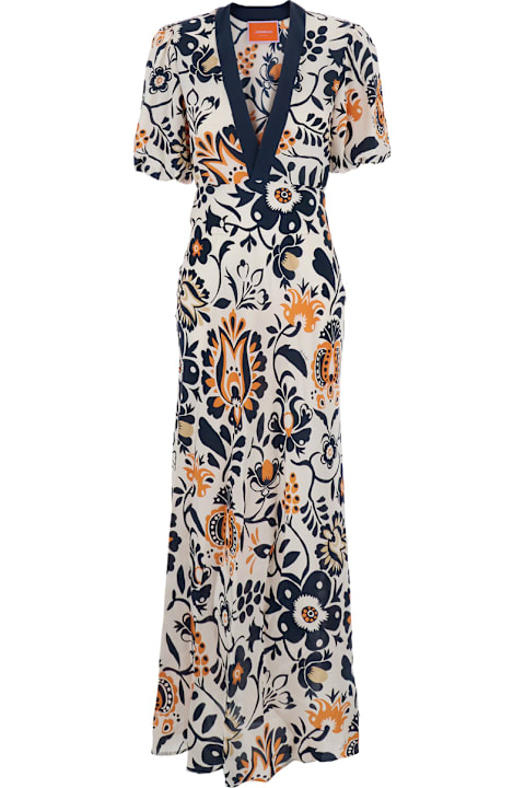 La DoubleJ for Men La DoubleJ 
marlene
 Multicolor Long Dress With V-neck And All-over Floral Print In Fabric Woman