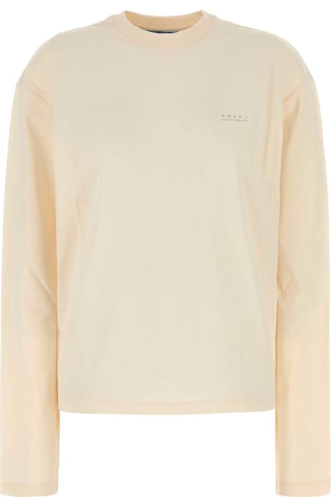 Prada ملابس علوية لـ السيدات Prada Sand Cotton T-shirt