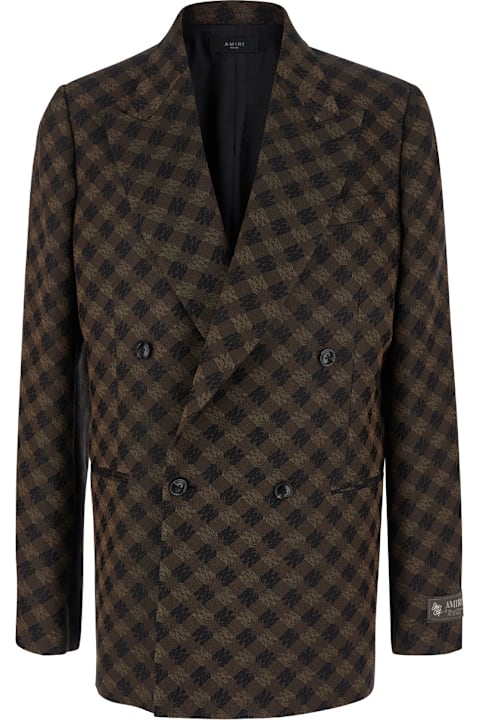 AMIRI Coats & Jackets for Men AMIRI Brown Double-breasted Jacket With Check Motif In Wool Blend Man